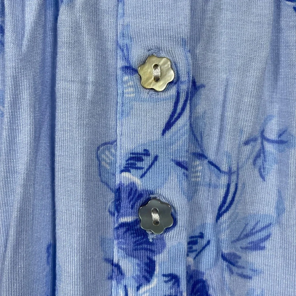 Eileen West Traditonal Nightgown Womens‎ XS Blue Floral Lace Trim Cottagecore